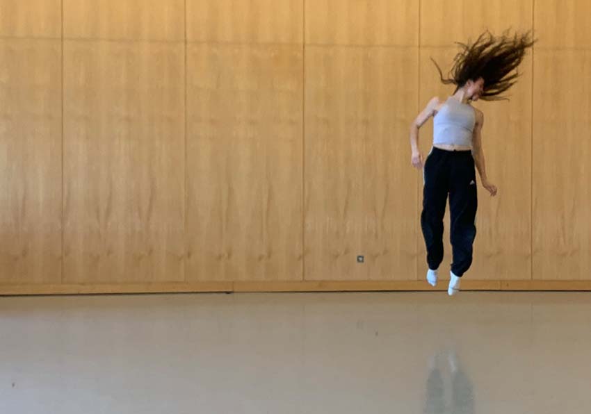 A woman jumping